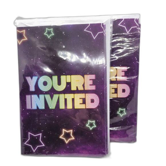 40x 5th Birthday Party Invitations -Retro Roller Skate, Stars, You're Invited - Picture 1 of 3